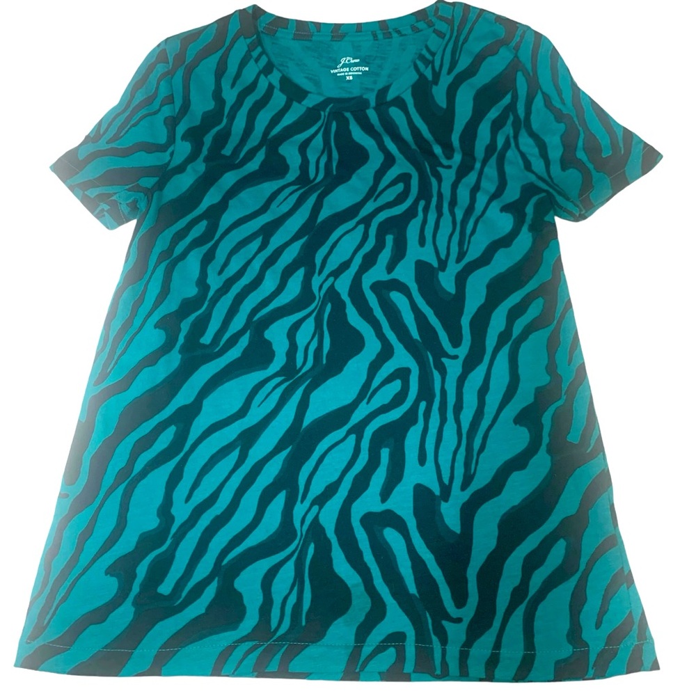 J. Crew Vintage Cotton Tee Teal Zebra